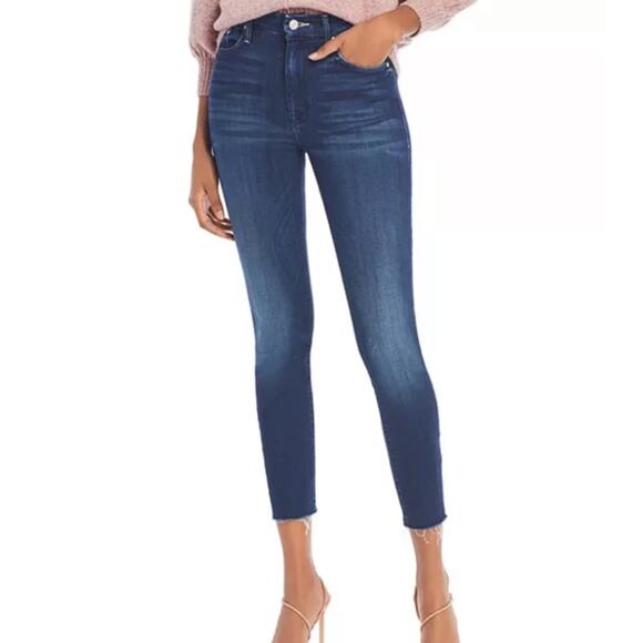 Mother The High Waisted Looker Ankle Fray Denim Jeans in Tongue and Chic 26 - Picture 2 of 13